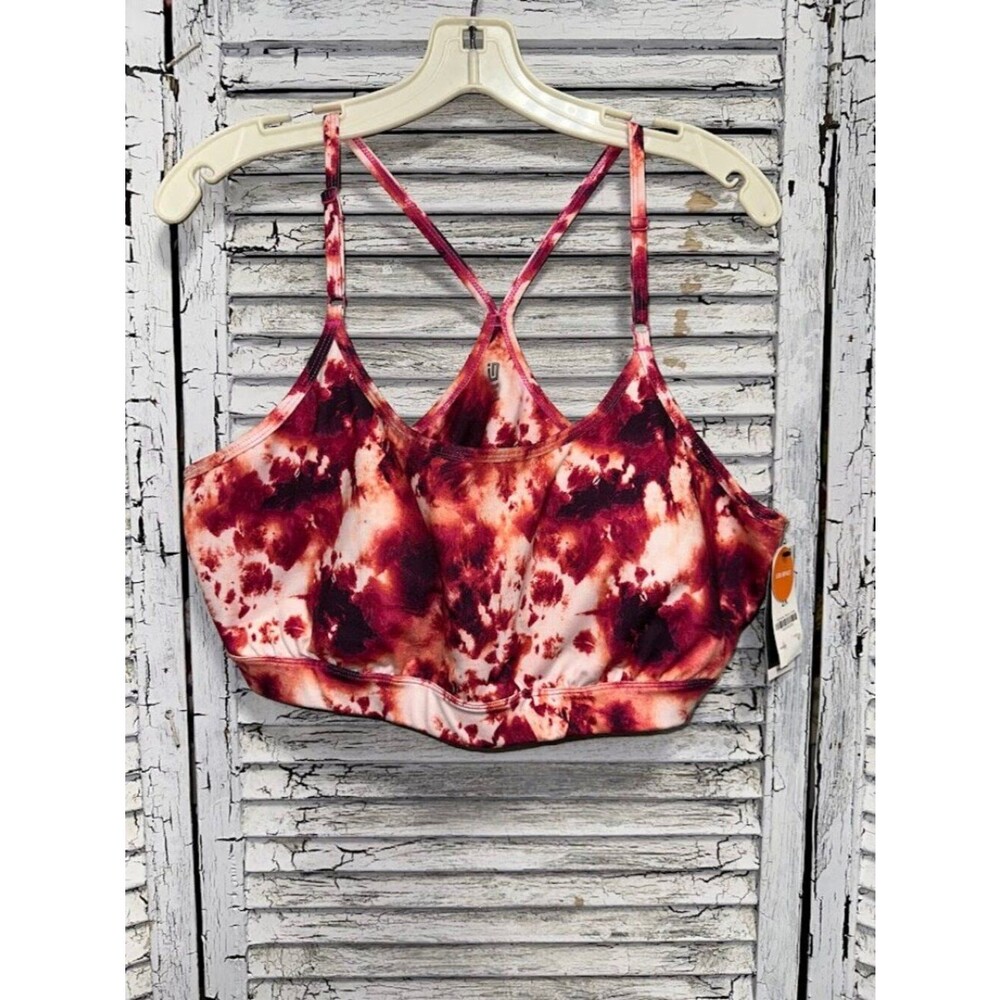 NWT Women's Red Tie Die Ideology Low Impact Sports Bra Size 2XL